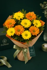 Buchet Premium cu Chrysanthemum Galbene și Portocalii – imaginea 3