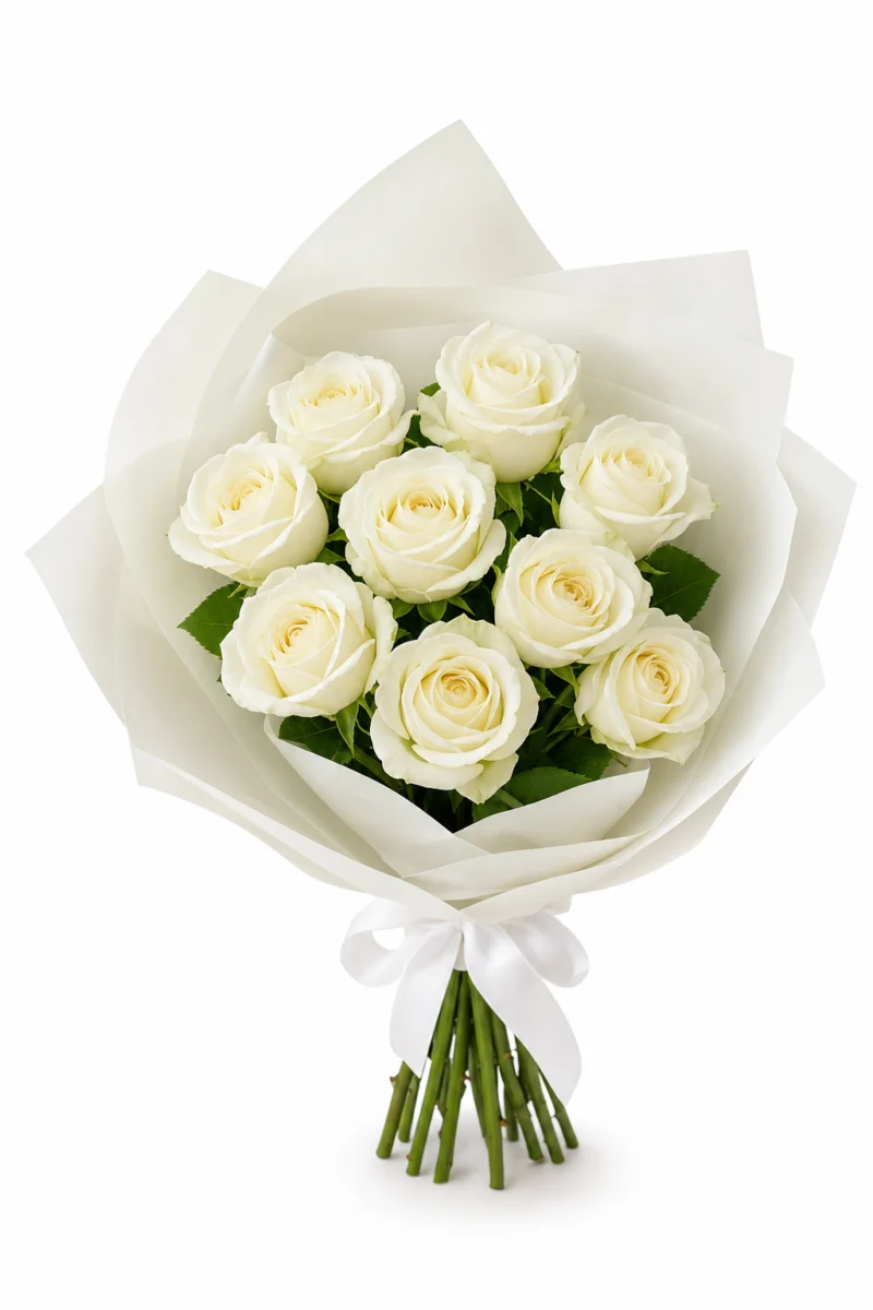 Buchet trandafiri albi