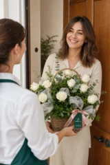Aranjament Floral Premium cu Trandafiri Albi – imaginea 2