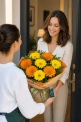 Buchet Premium cu Chrysanthemum Galbene și Portocalii – imaginea 2