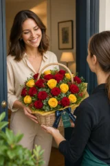 Aranjament Floral Premium cu Trandafiri Galbeni și Roșii – imaginea 2