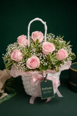 Aranjament Floral Premium cu Gypsophila și Trandafiri Roz – imaginea 3