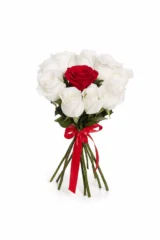 Buchet Premium cu Trandafiri Albi și Roșii – imaginea 1
