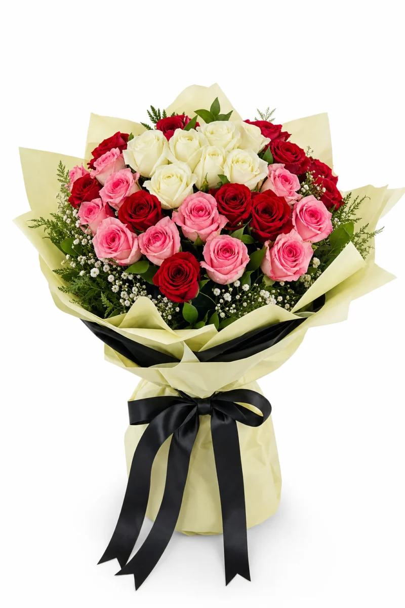 Buchet imens trandafiri mix color