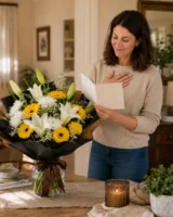 Buchet crizanteme si crini – imaginea 2