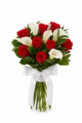 Buchet trandafiri rosii si cale albe – imaginea 1